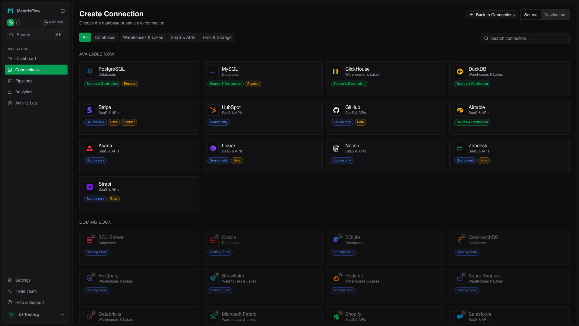 MantrixFlow product guide in the pipeline dashboard